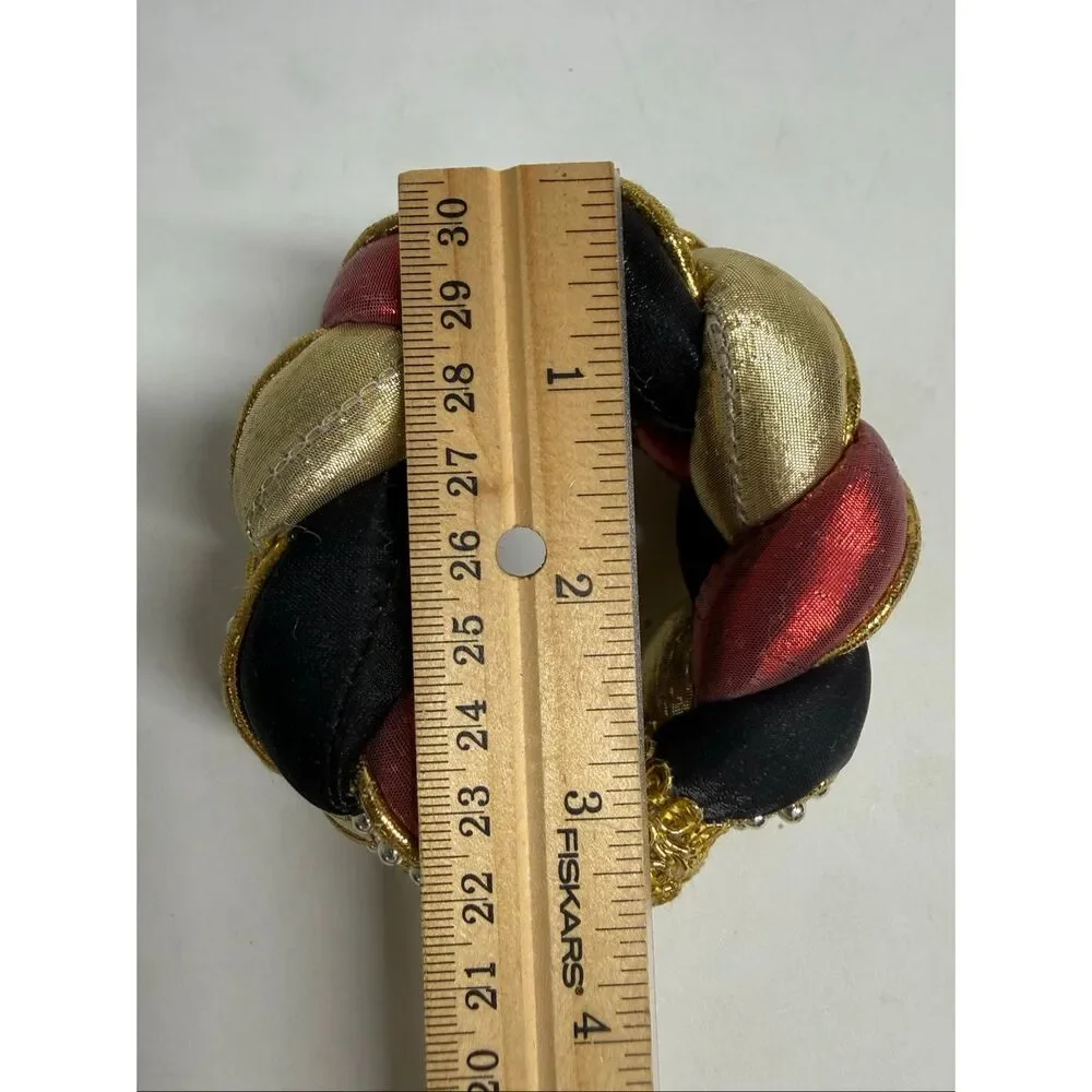 Vintage Braided Satin Hair Barrette Gold Black Red Statement French Clip
